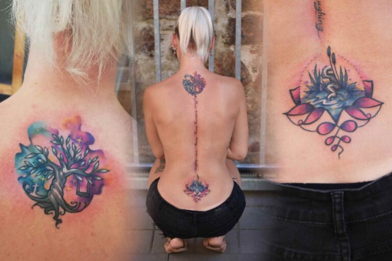 barevné tetování na záda v tetovacím studiu Blansko