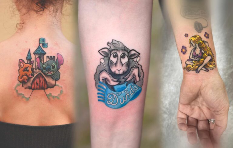 barevné tetování - ovce, stitch, dívka v tetovacím studiu Blansko